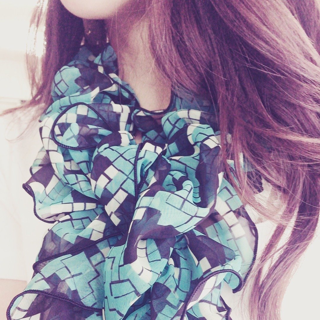 Ballett Kyoto Kyoto Digital check pattern Shearing scarf Soft chiffon fabric used - 丝巾 - 其他材质 绿色