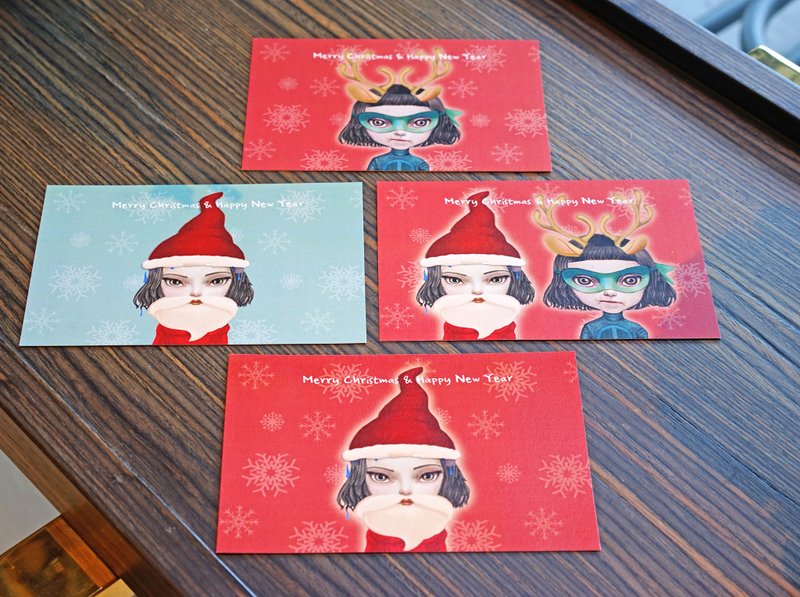 Christmas gift, Xmas Santa Set of 4 Postcards 明信片 + Free 1 Envolope  - 卡片/明信片 - 纸 