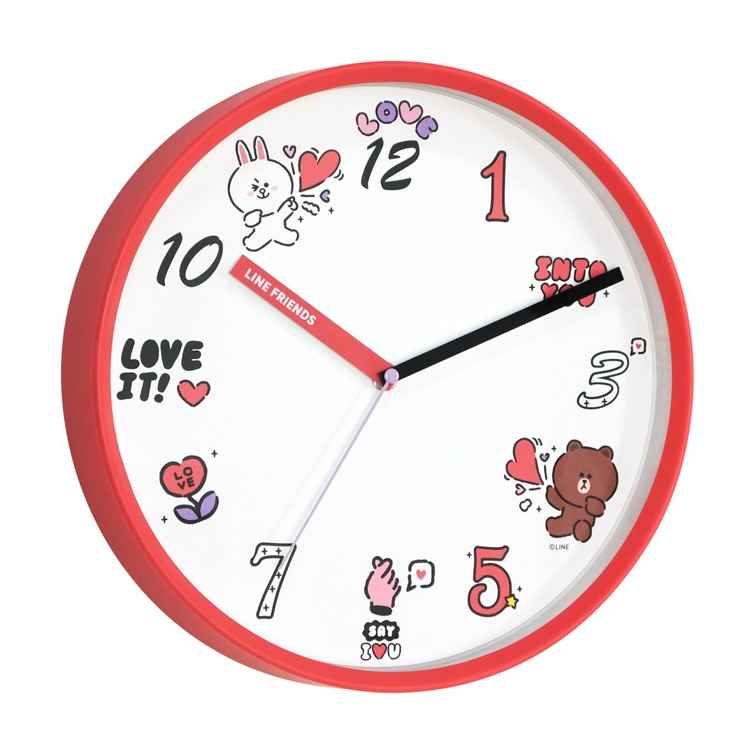 LINE FRIENDS 疯狂爱静音时钟挂钟 (官方授权) - 时钟/闹钟 - 塑料 红色