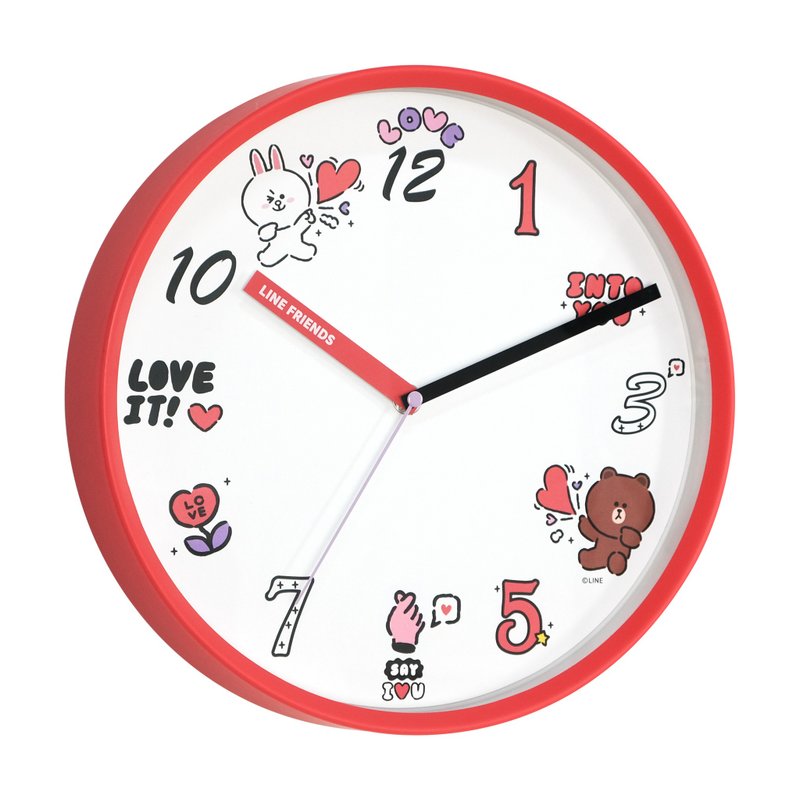 LINE FRIENDS 疯狂爱静音时钟挂钟 (官方授权) - 时钟/闹钟 - 塑料 红色