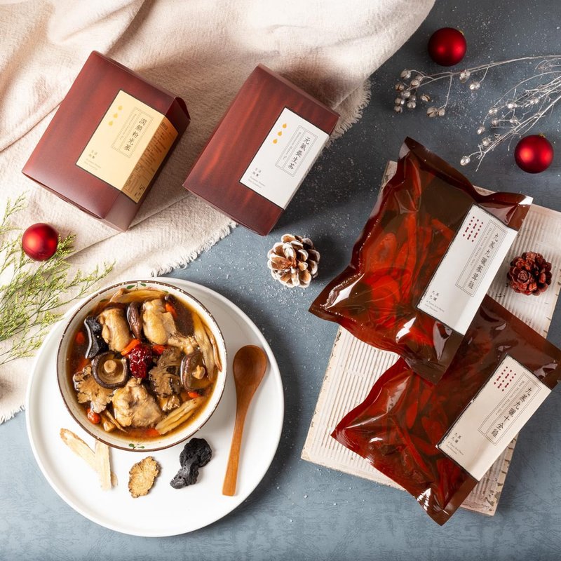 冬令进补 | 长辈活力组  养生茶 药膳 - 茶 - 新鲜食材 咖啡色