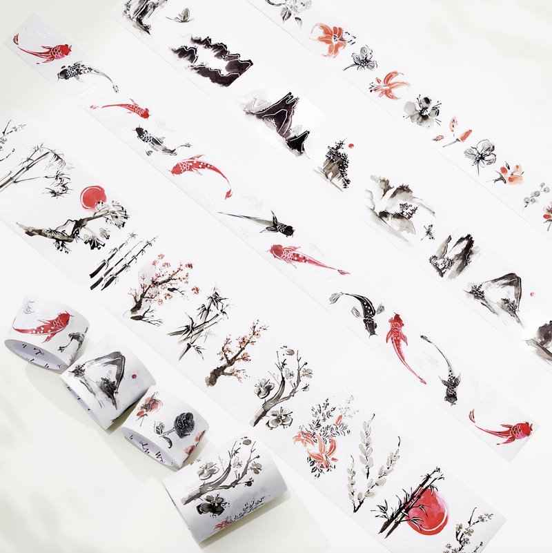 银辉墨韵 和纸胶带 5米卷 4卷套装 - 纸胶带 - 纸 多色