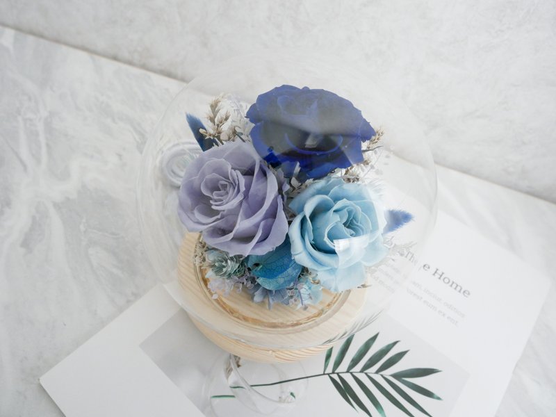 不凋花玻璃罩夜灯【静谧藏蓝】永生花/新婚/七夕/情人节礼物/定制 - 灯具/灯饰 - 植物．花 蓝色