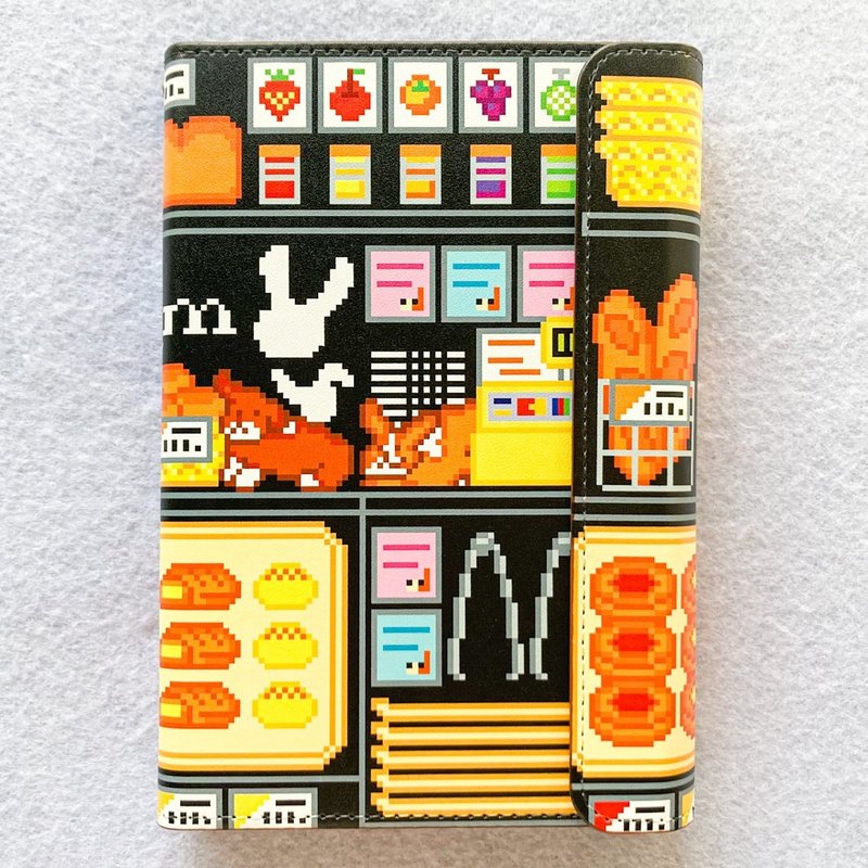 手帐 Mini 6 Janice与Ann Mirmil 面包店 柯基 暹罗猫 狗狗 面包坊 随身尺寸 像素风 - 笔记本/手帐 - 人造皮革 黑色