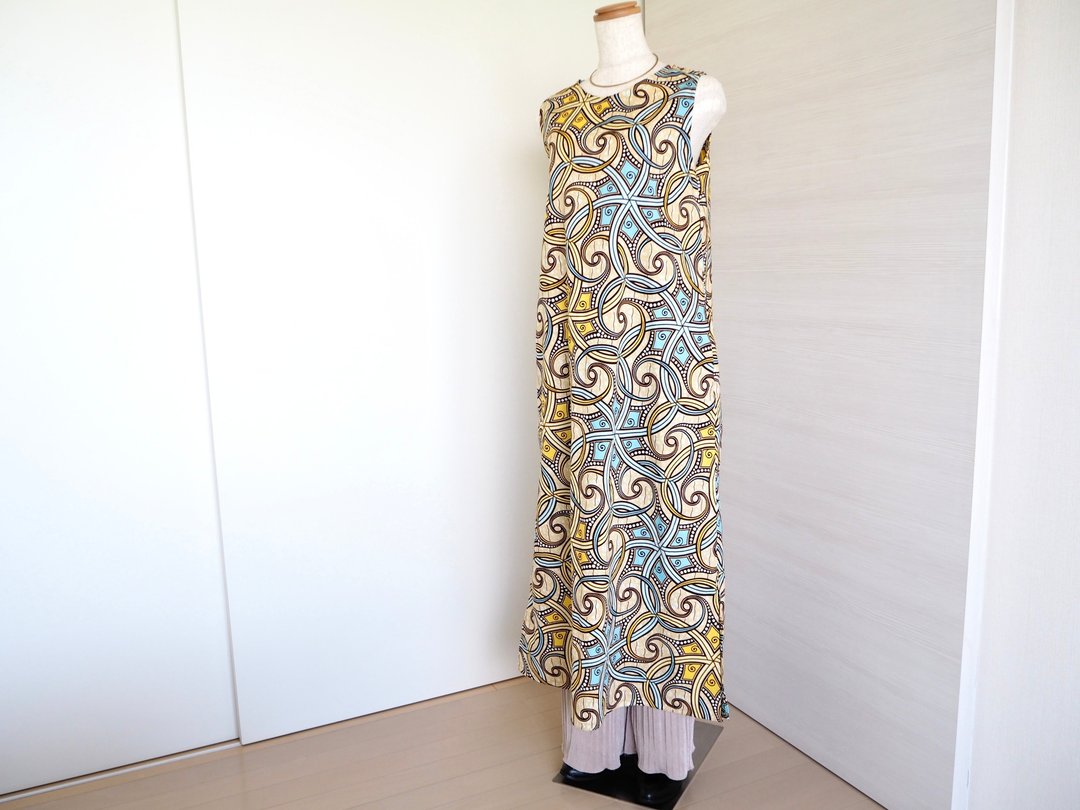 【日本制 手工制作】非洲布×长洋装　侧开衩　附口袋　图案洋装 - 洋装/连衣裙 - 棉 多色