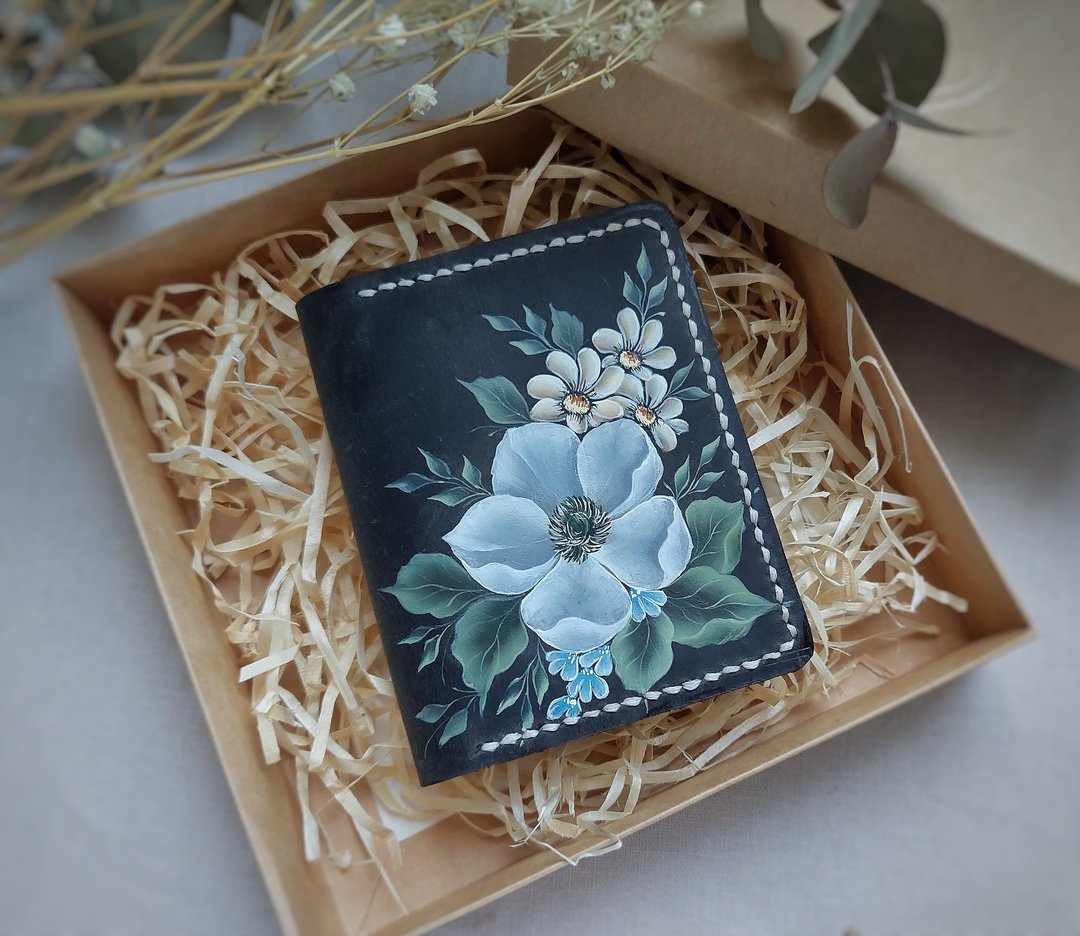 Leather grey id passport cover for women Business credit card holder Card case - 名片夹/名片盒 - 真皮 灰色