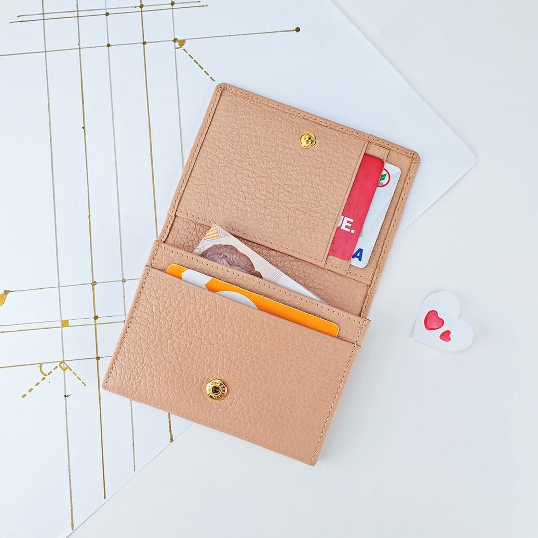 Pink Champagne: Mini Purse / Cow Leather - 皮夹/钱包 - 真皮 粉红色