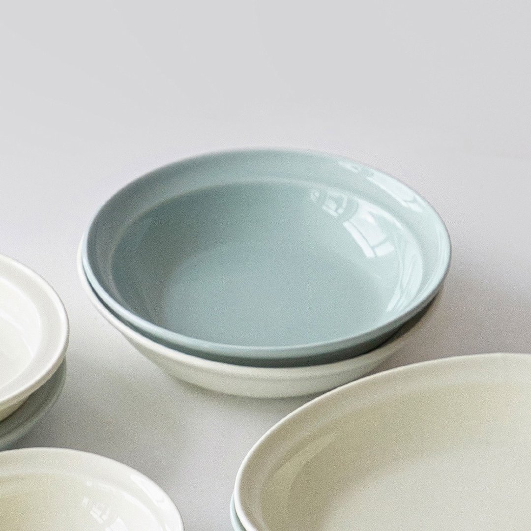 日本霜山 日系简约风陶瓷汤碗/深汤盘 -20.7cm-2 入 - 多色可选 - 盘子/餐盘/盘架 - 瓷 蓝色