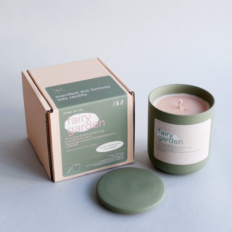 fairy garden 仙女的花园:  集中呼吸 | 190g 香气蜡烛 - 蜜桃色 - 蜡烛/烛台 - 蜡 粉红色