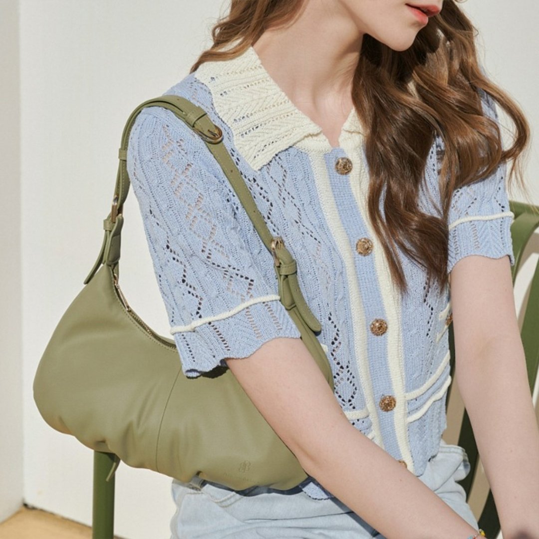 Bag to Basics 韓國製 SAGE 皺褶包包 KHAKI - 侧背包/斜挎包 - 人造皮革 