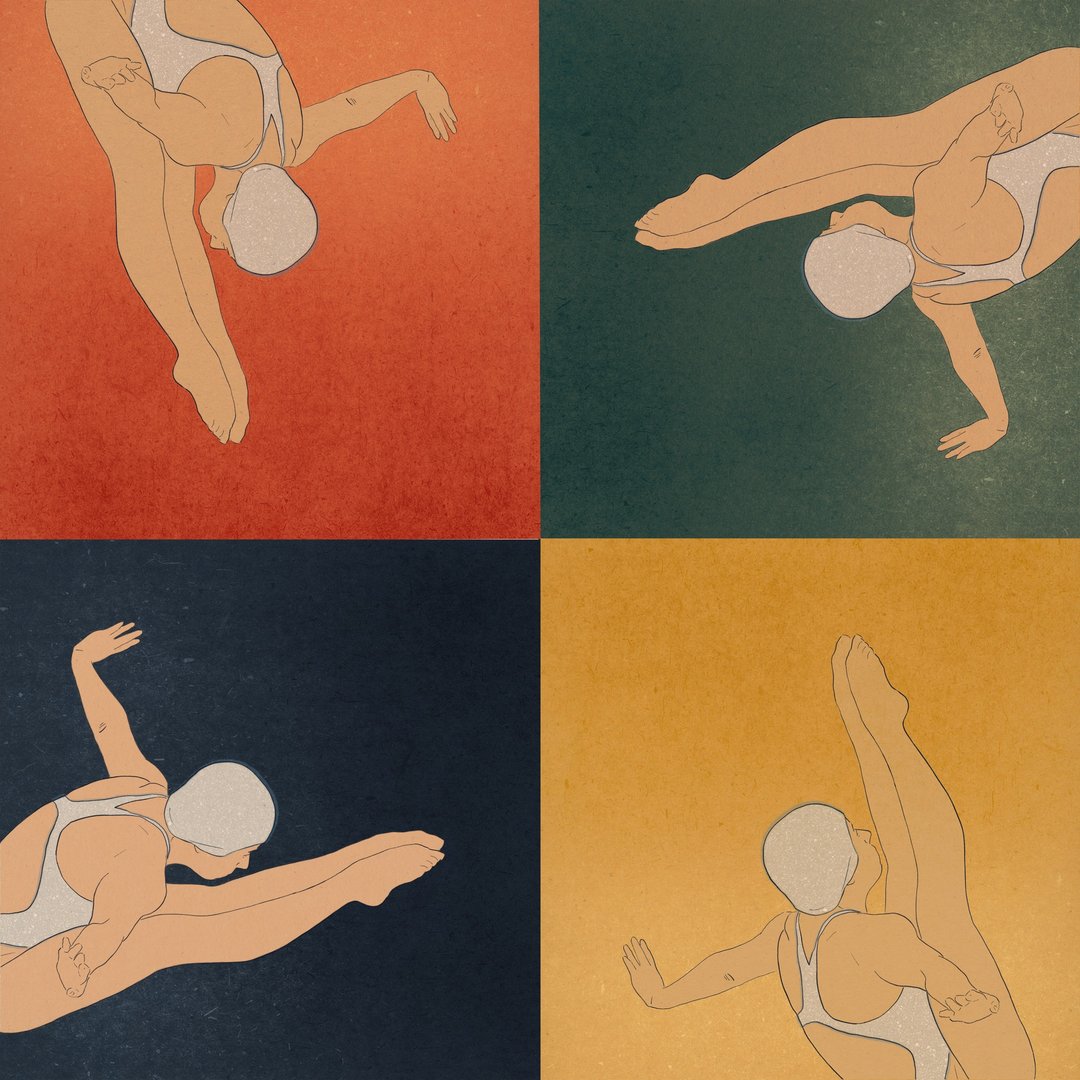Printable wall art, downloadable print, swimmer poster, phone wallpaper, JPGfile - 电子手绘真人画像/绘画/插画 - 其他材质 