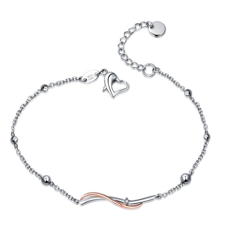 爱情鸟 锆石14K金白钢 女用手链 - 手链/手环 - 钻石 银色