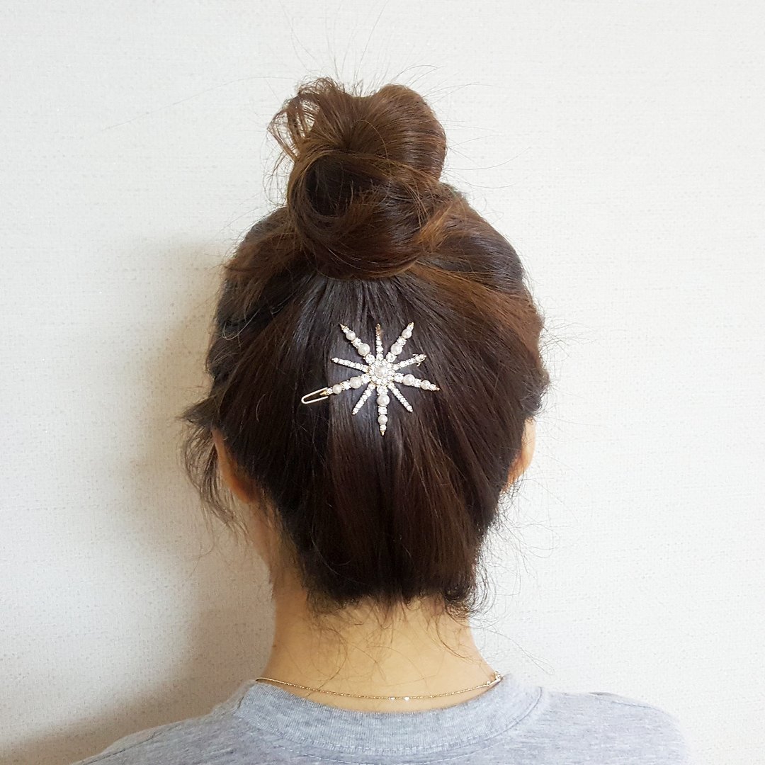 CZ silver pearl simple hairclip - 发饰 - 其他材质 银色
