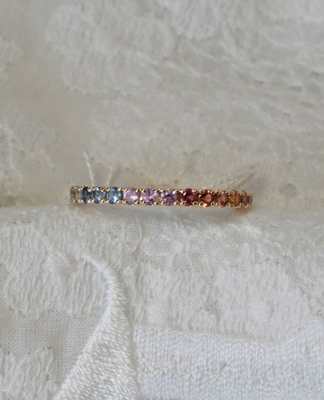 K10 Rainbow sapphire ring 彩虹蓝宝石戒指 - 戒指 - 其他金属 多色