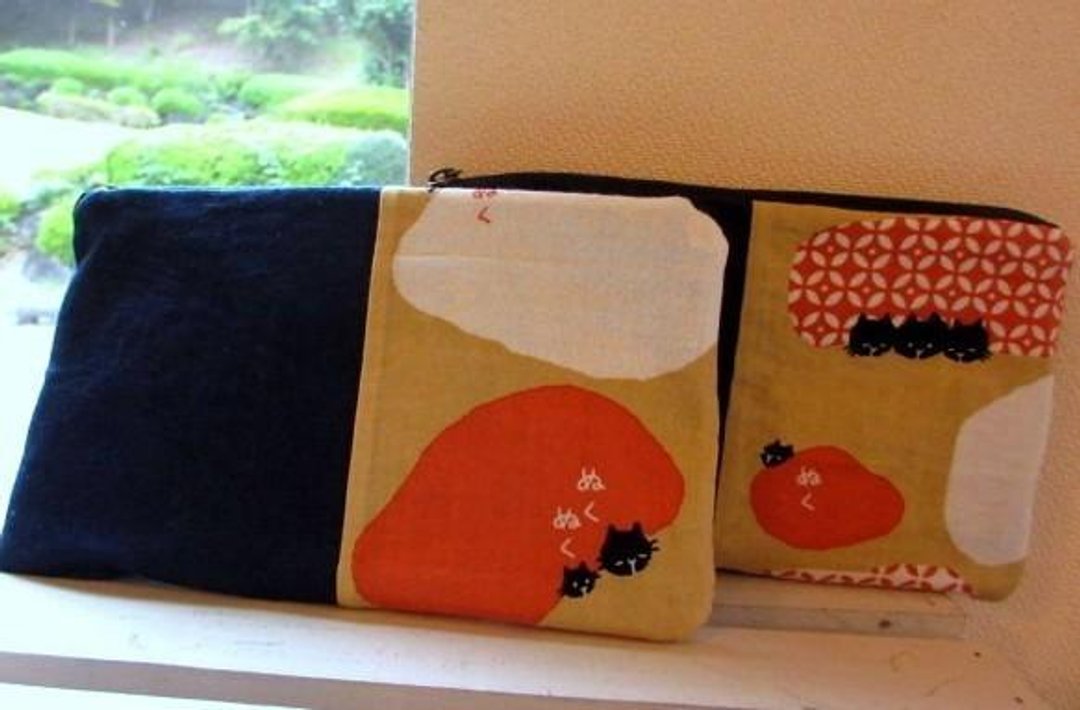 Towel pouch * comfortably warm cat - 化妆包/杂物包 - 棉．麻 橘色