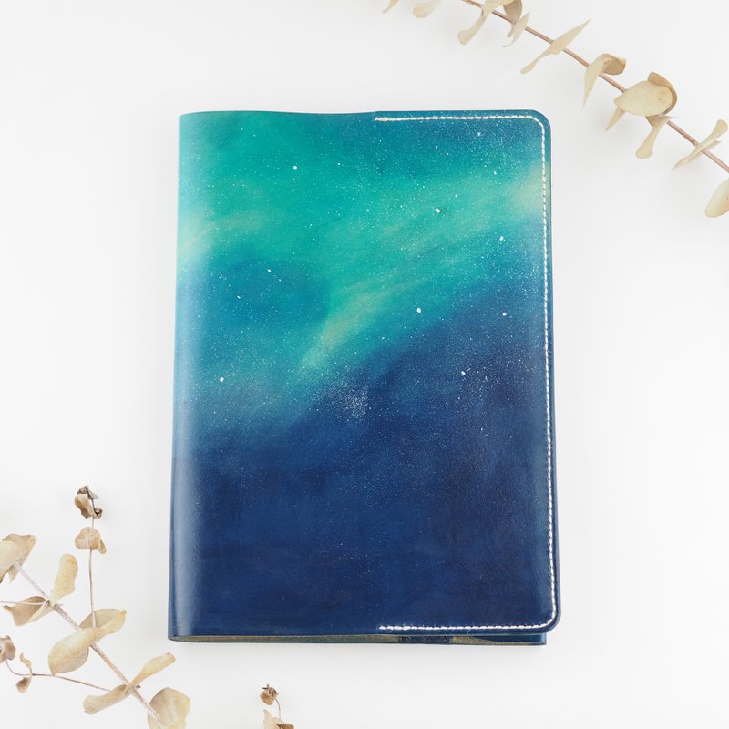 极光星空书衣 皮革手帐套 A5 手工缝制 - 书衣/书套 - 真皮 多色