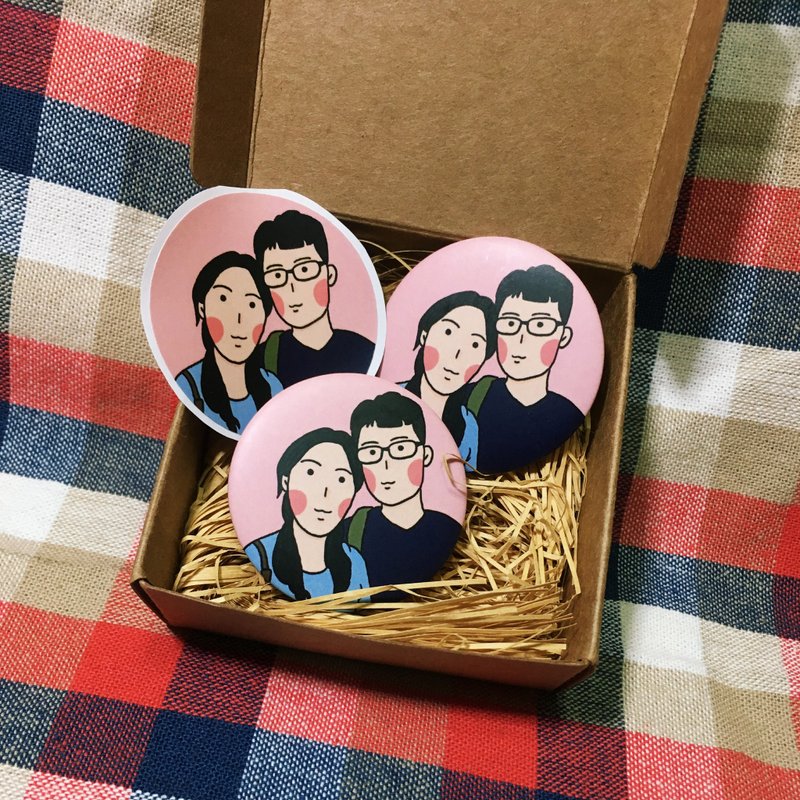 2个定制化双人中胸章(44mm) - 徽章/别针 - 塑料 白色