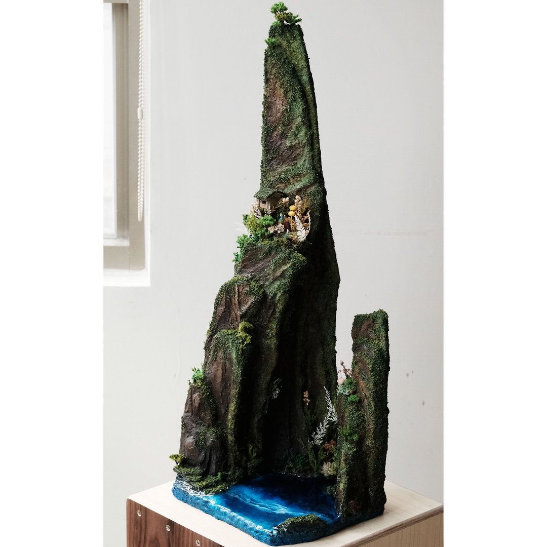 景观摆饰 山壁海岸模型 玄关饰品 山水模型 定制化场景 山海秘境 - 摆饰 - 水泥 灰色