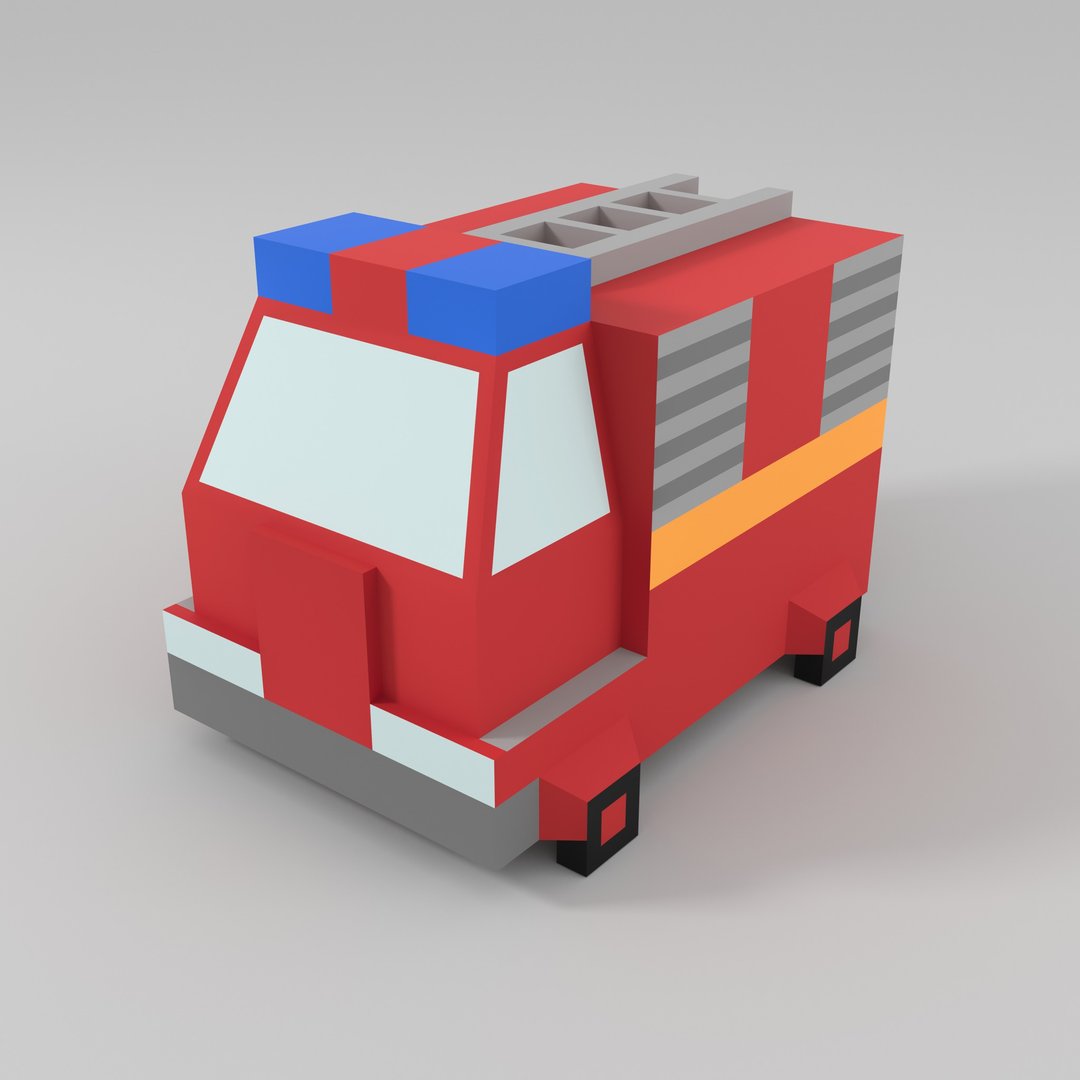 Funny fire engine truck papercraft DIY, low poly. Digital pdf instructions! - 手工艺教程/工具书 - 其他材质 