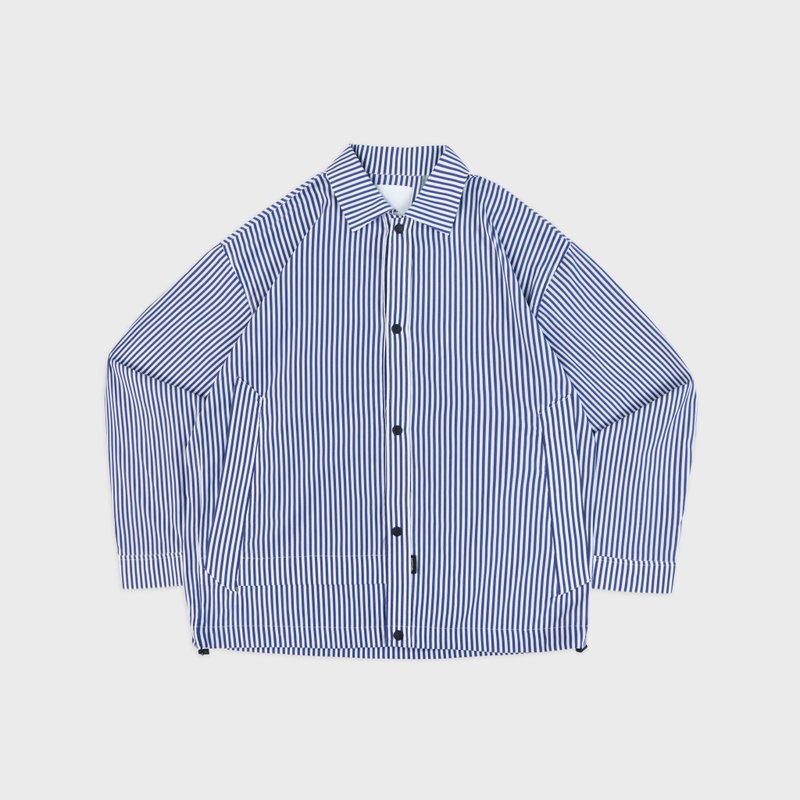 DYCTEAM - 日常系列 蓝白条纹_宽松衬衫抽绳外套 - 男装外套 - 其他材质 多色