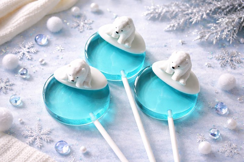 糖雕棒棒糖－极地小熊的冰蓝时光 - 零食/点心 - 新鲜食材 蓝色