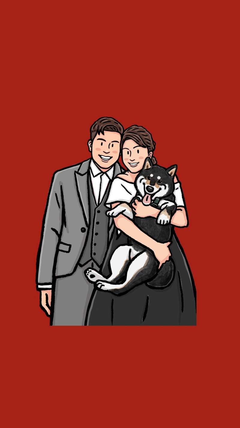 人像似颜绘 婚纱 插画 婚礼 双人画像 下单前请联系设计师 - 喜帖 - 其他材质 