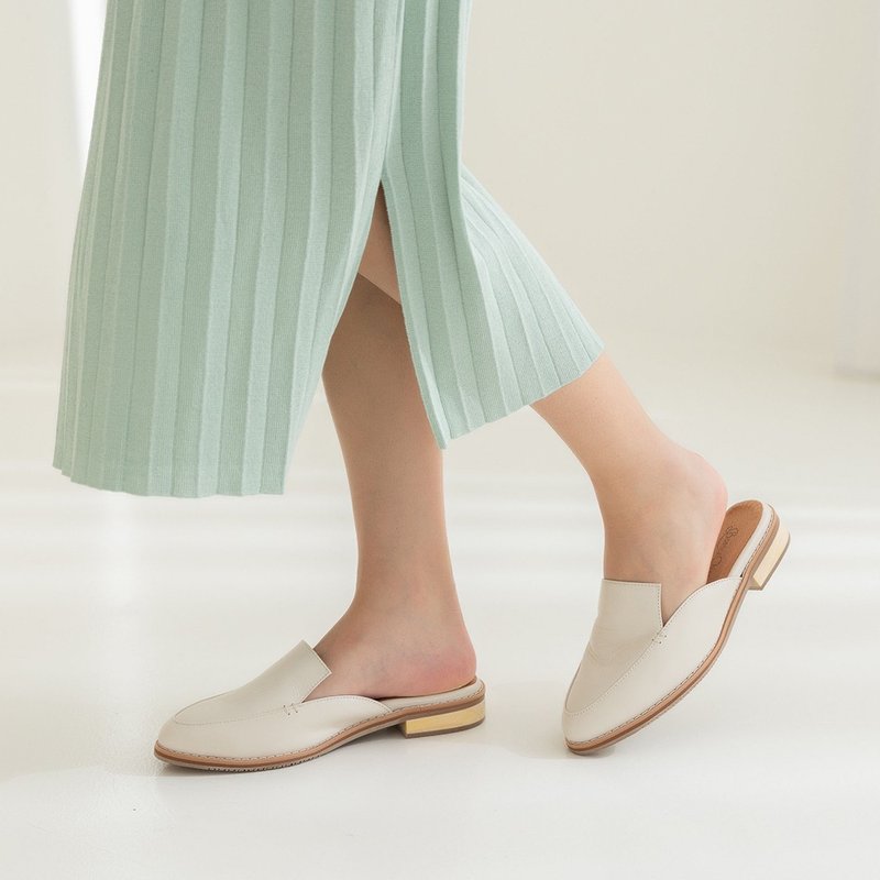 日出微光穆勒鞋-自然光 - 女款休闲鞋 - 真皮 白色