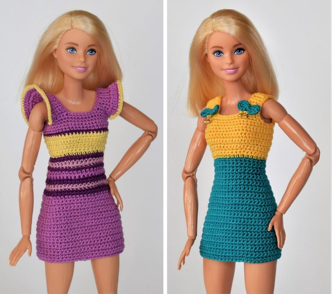 Crochet dress Barbie pattern  pdf (electronic file, digital download) - 编织/刺绣/羊毛毡/裁缝 - 棉 紫色