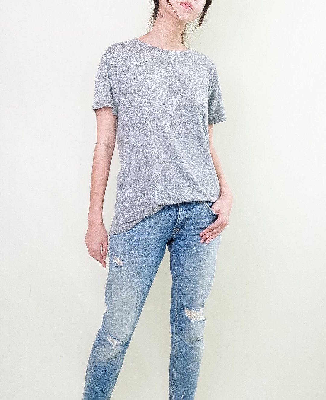 T-shirt Classic neck top - 女装 T 恤 - 棉 