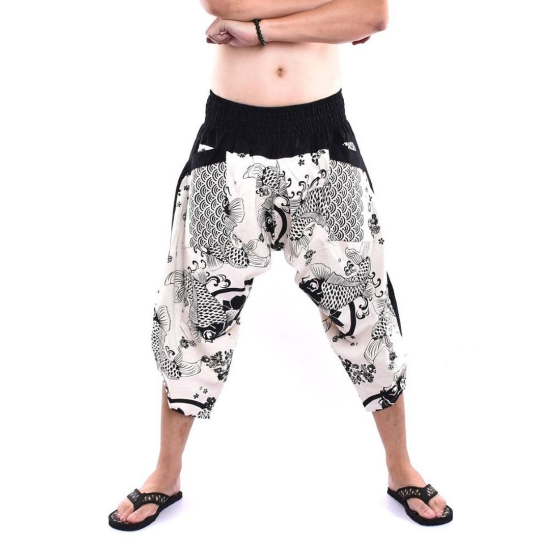 Wide harem pants, samurai, cotton fabric, handmade , UNISEX - 女装长裤 - 棉．麻 