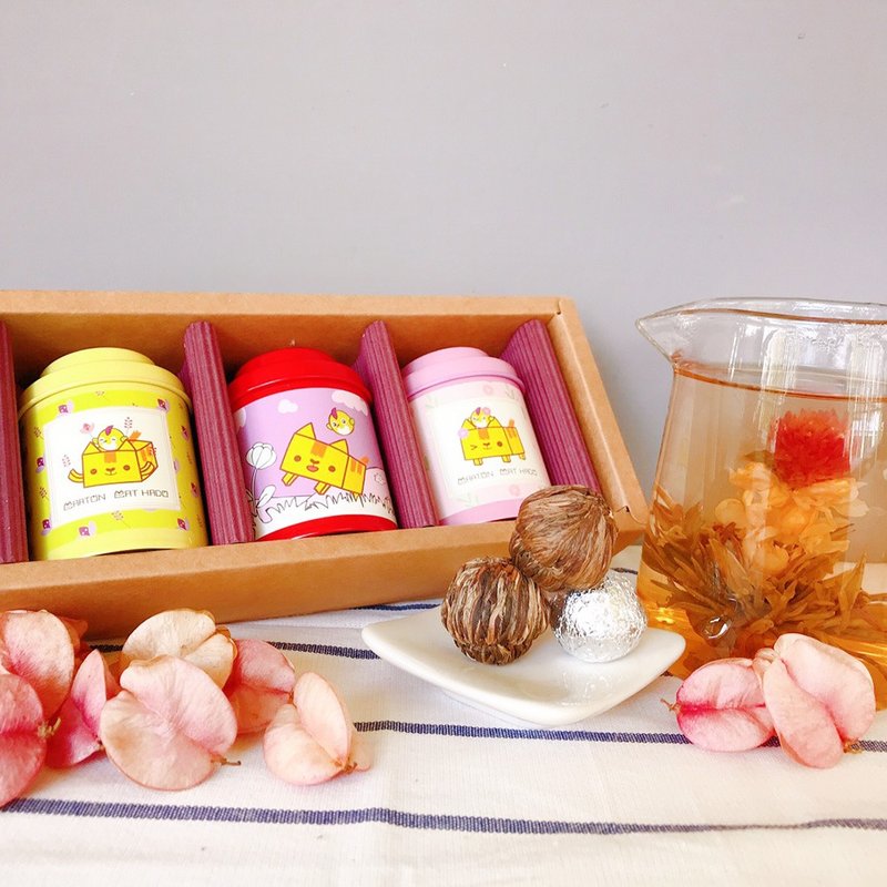 【无藏X开箱猫】工艺花茶_开花茶3入罐装礼盒(3款组随机) - 茶 - 新鲜食材 红色