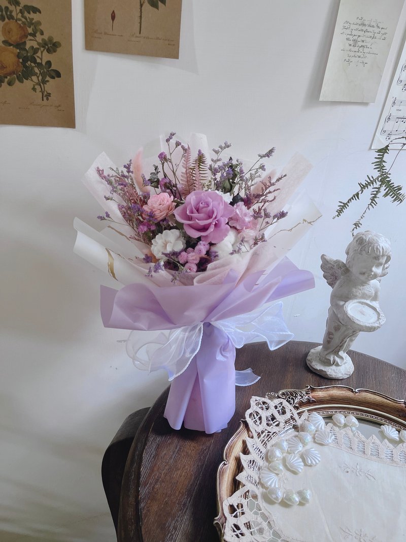 紫色晨曦 秘密花园质感系 干燥花 永生玫瑰花束 - 干燥花/捧花 - 植物．花 紫色