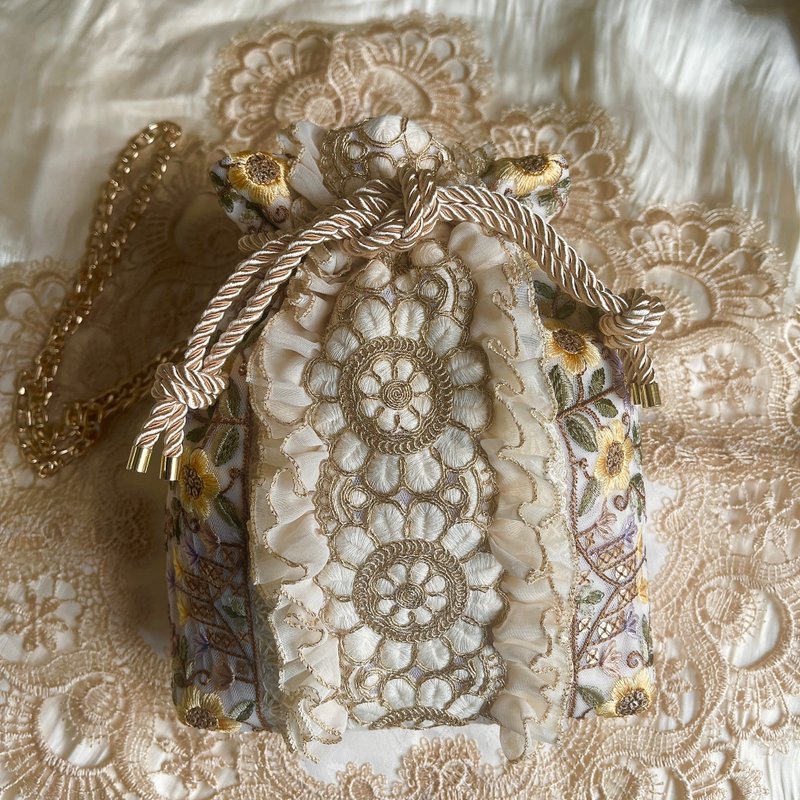 印度刺绣丝带束口袋/包 - 侧背包/斜挎包 - 其他材质 