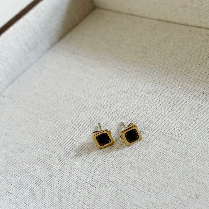 不锈钢 小方块 胎毛 母乳耳环 耳钉 - 婴儿饰品 - 不锈钢 