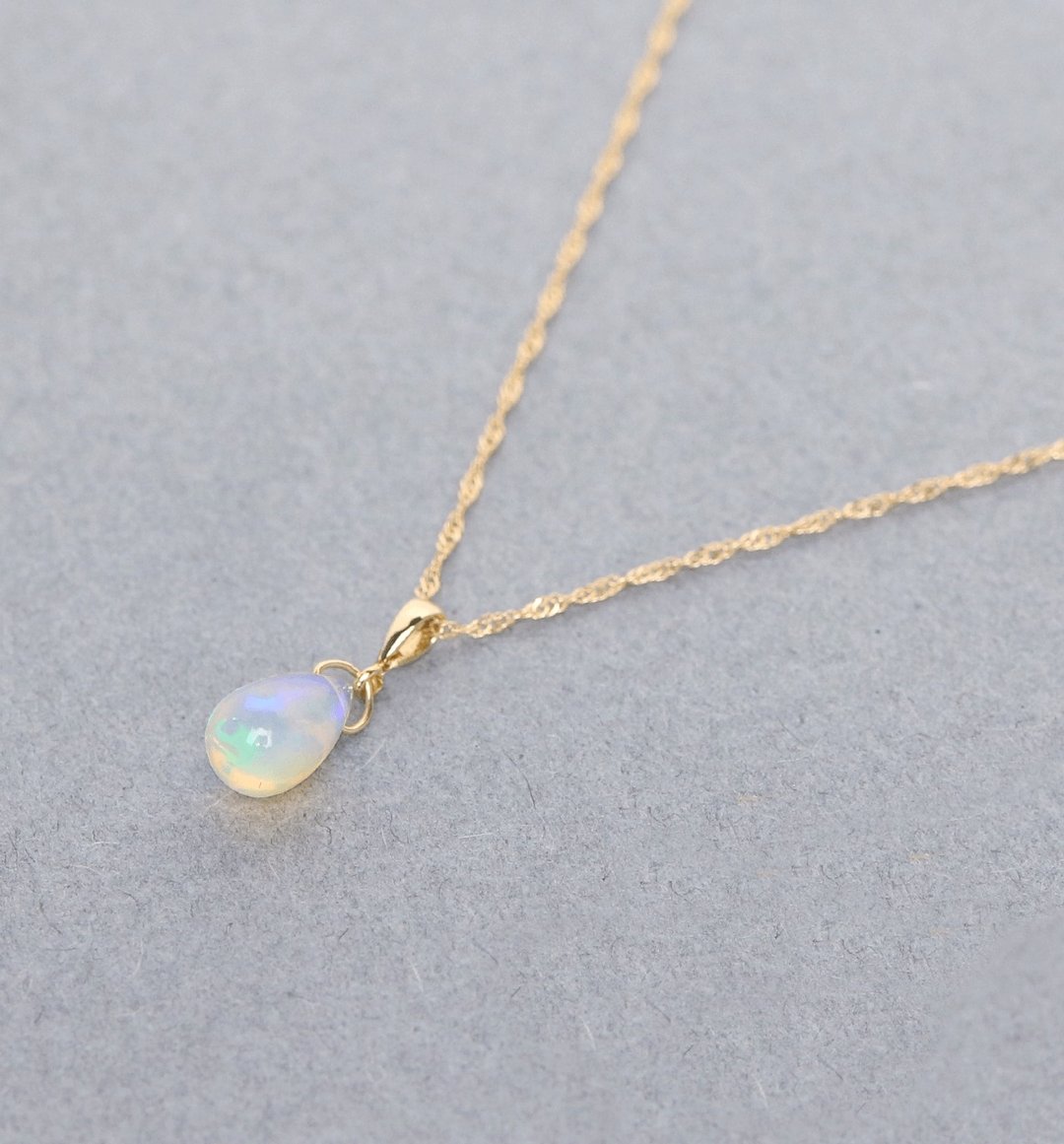 *Limited Quantity*October Birthstone K10 Large Water Opal Necklace Charm ~BOURGEON~ (Chain set available) - 项链 - 宝石 白色