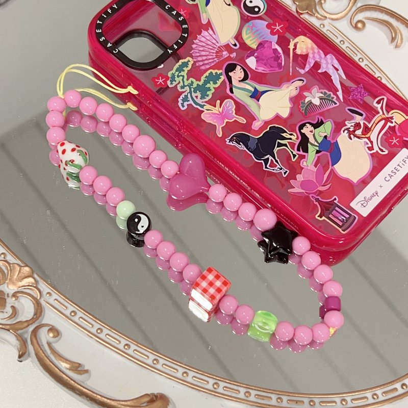 古风太极符手机绳 - 挂绳/吊绳 - 塑料 粉红色