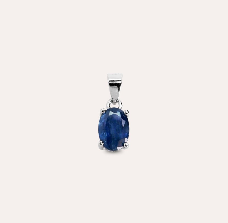 安珠 蓝宝石 蓝色 椭圆 5*7mm 坠子 经典系列 Oval P 宝石银饰 A - 项链 - 银 蓝色