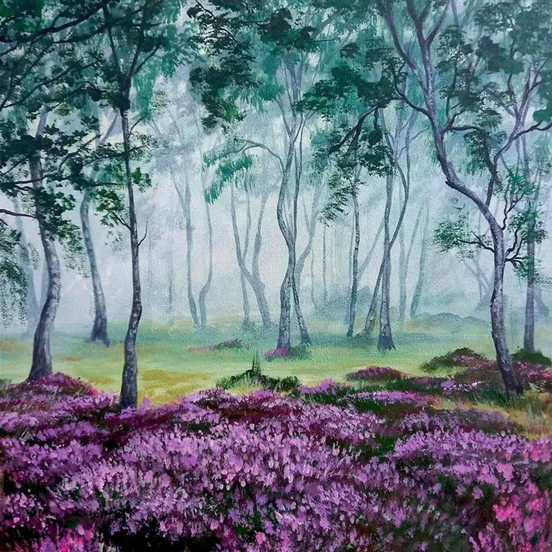 【Misty forest】 Landscape Original acrylic painting Hanging pictures - 海报/装饰画/版画 - 棉．麻 多色