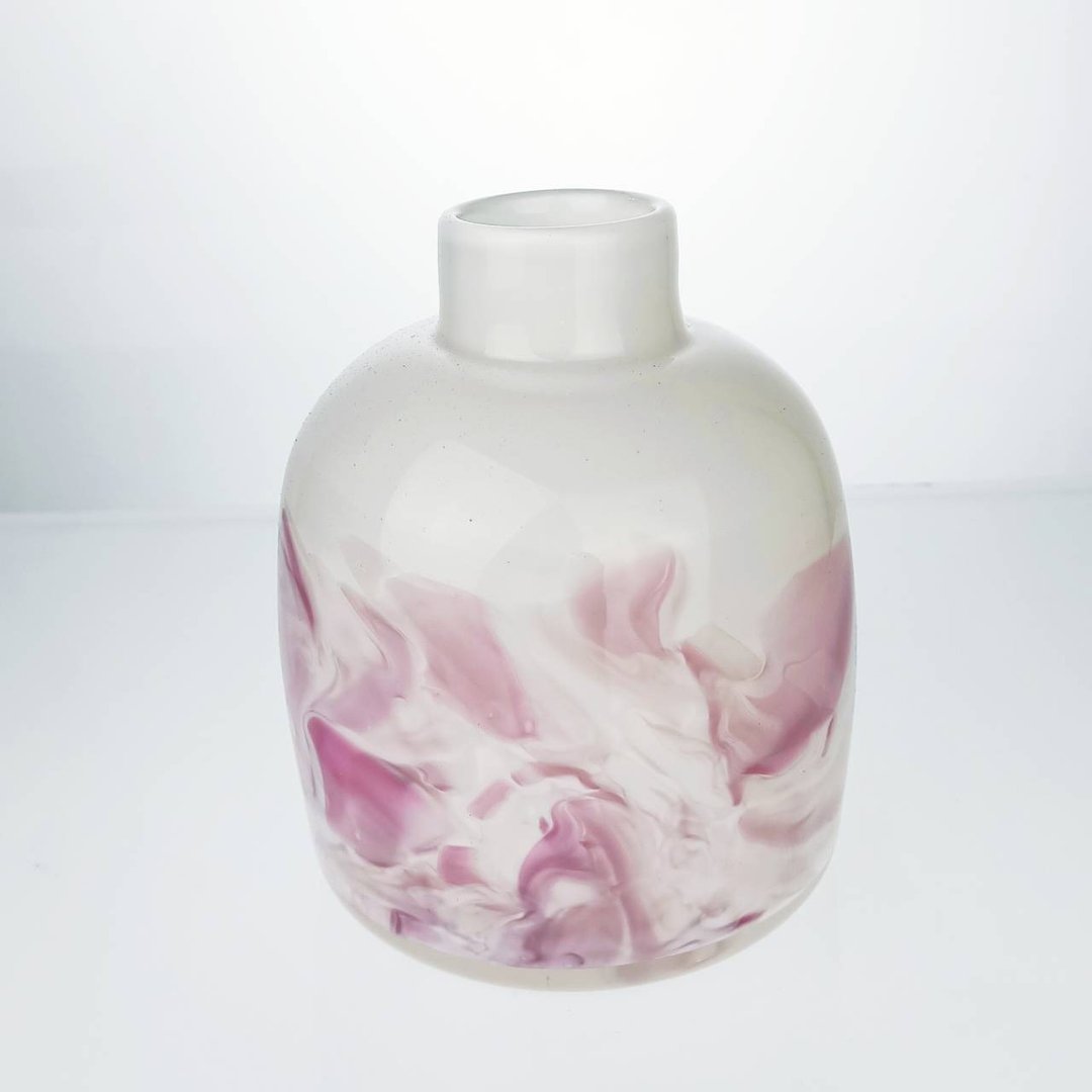 裸粉渲染花瓶 手作玻璃花器 纯手工吹制 - 花瓶/陶器 - 玻璃 粉红色