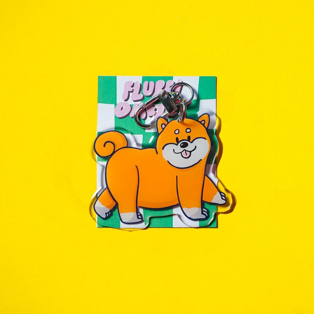 Fluffy Omelet - 钥匙圈 / PIN / PHONE GRIP - COCO SHIBA DOG - 吊饰 - 压克力 橘色