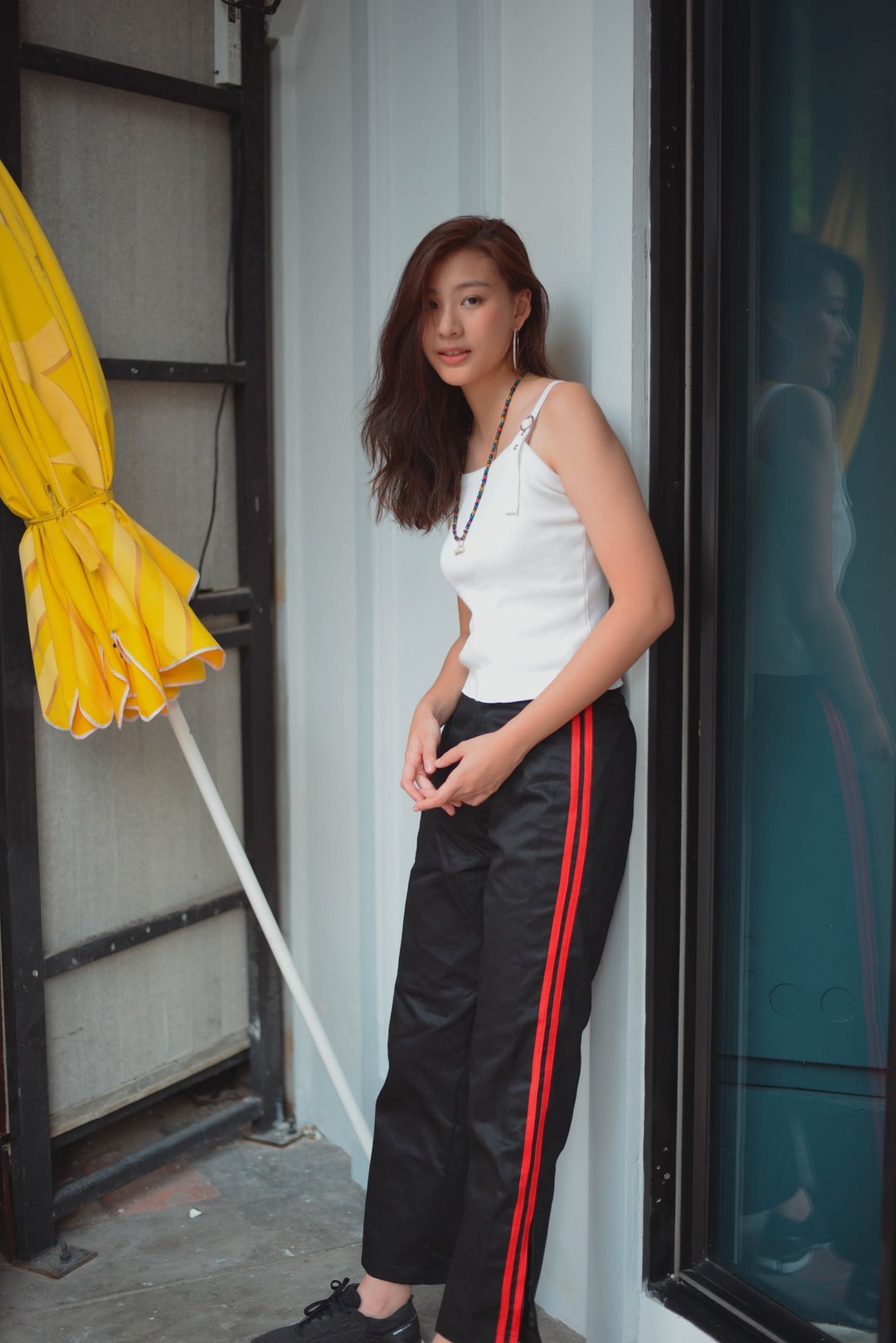 Highestjump pant zip Black-red - 女装长裤 - 棉．麻 黑色
