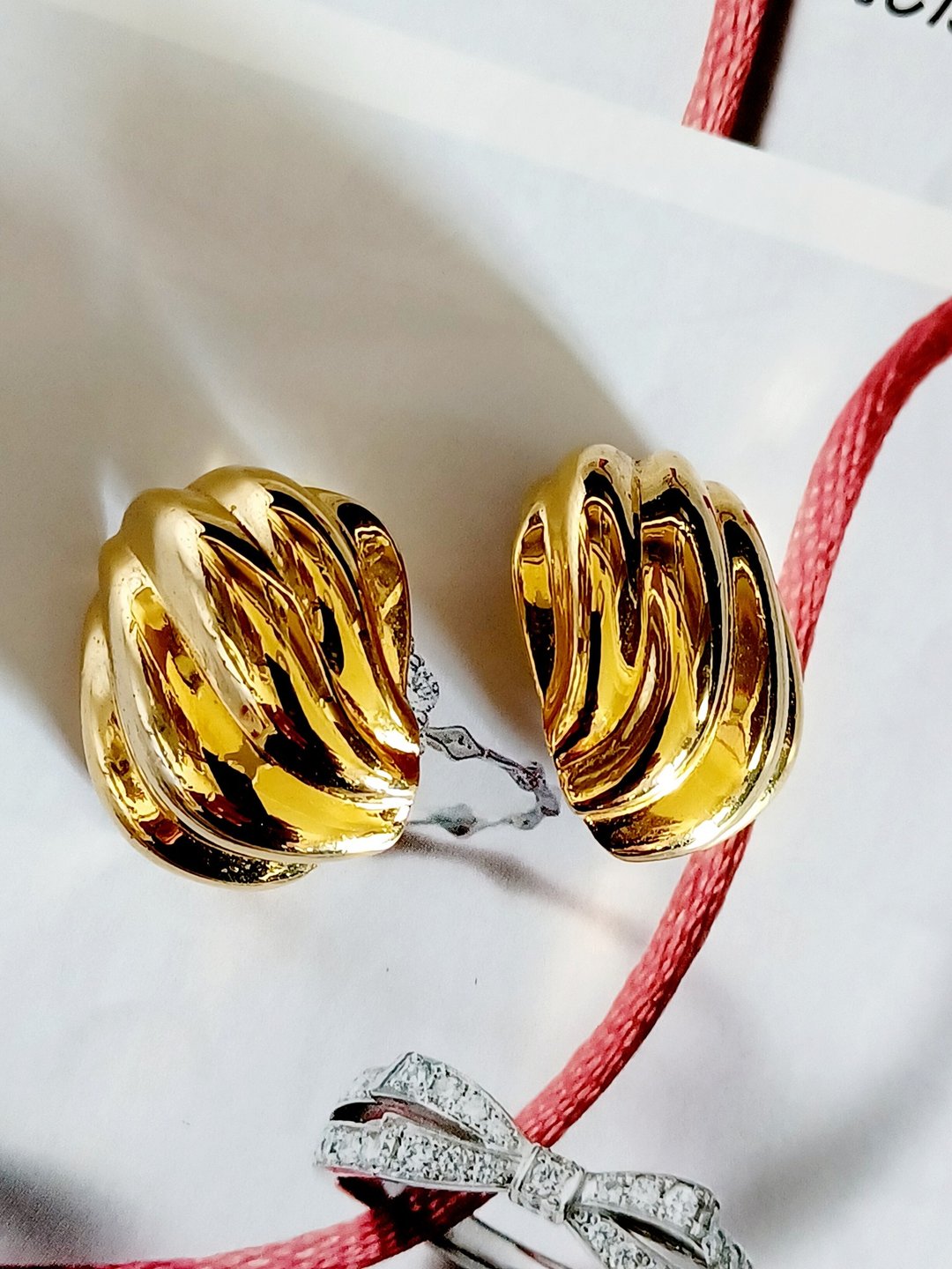 vintage jewelry  ERWIN PEARL 时尚金色云形 夹式耳环 - 耳环/耳夹 - 其他金属 