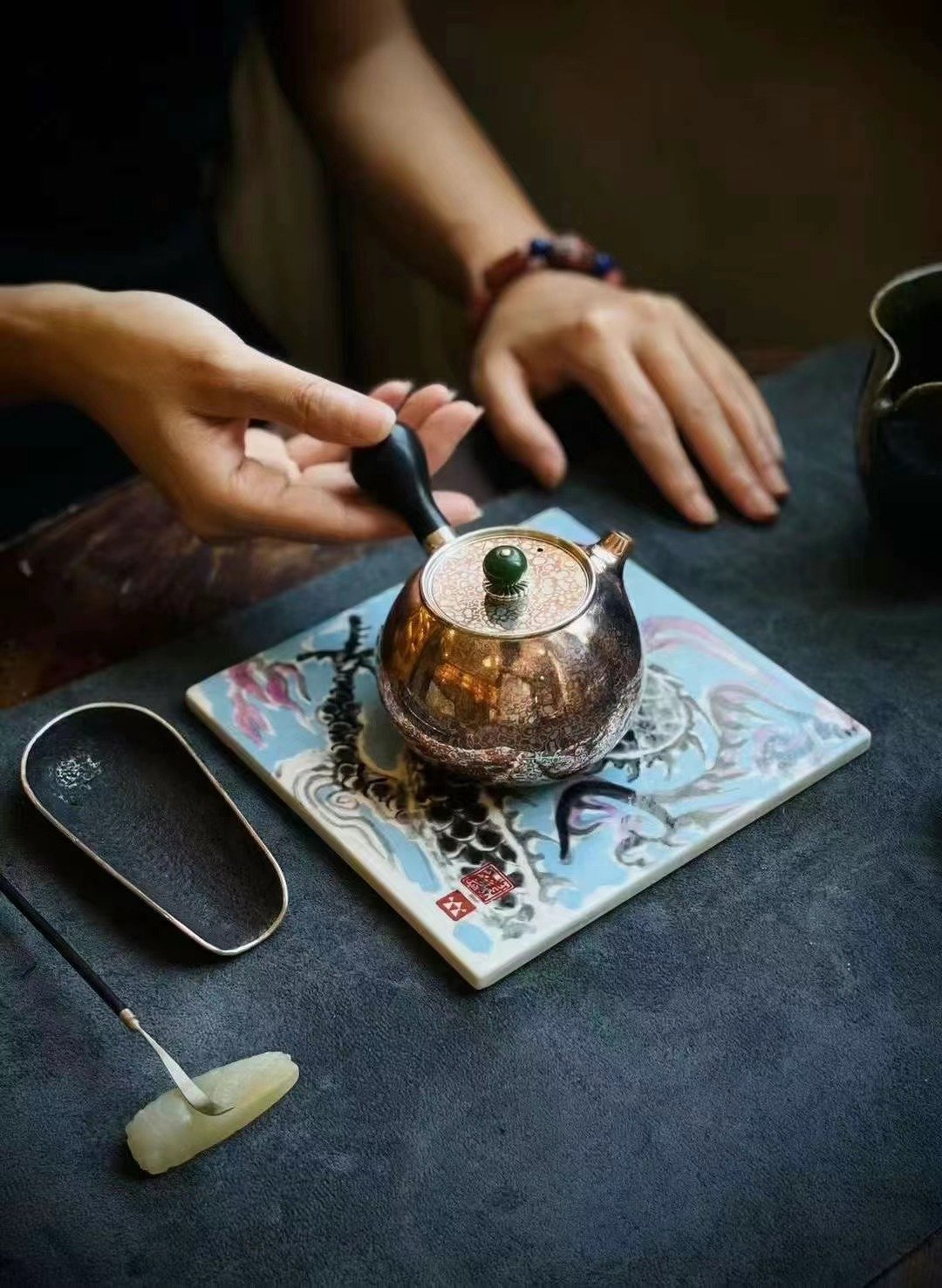 尚帧品 容天急须 木纹金银壶 侧把纯银急须 泡茶壶 200cc - 茶具/茶杯 - 纯银 