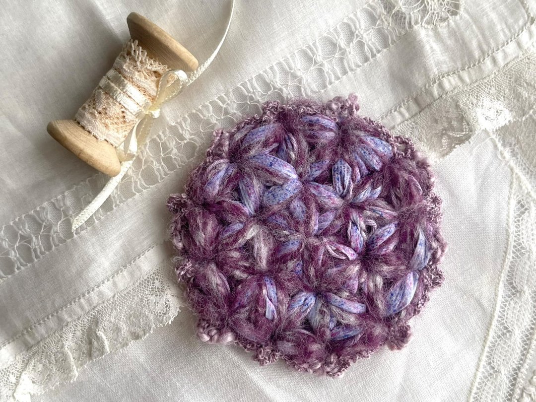 Knitting 生命之花垫 - 珍爱 - 杯垫 - 棉 紫色