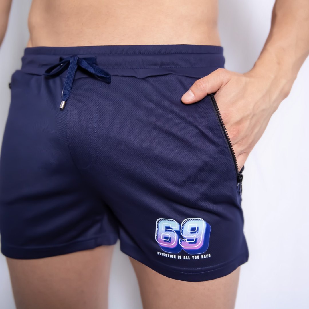 AttentionWear男性机能运动短裤【深蓝69款】│ATTENTION, 居家裤 - 中性裤装 - 聚酯纤维 蓝色