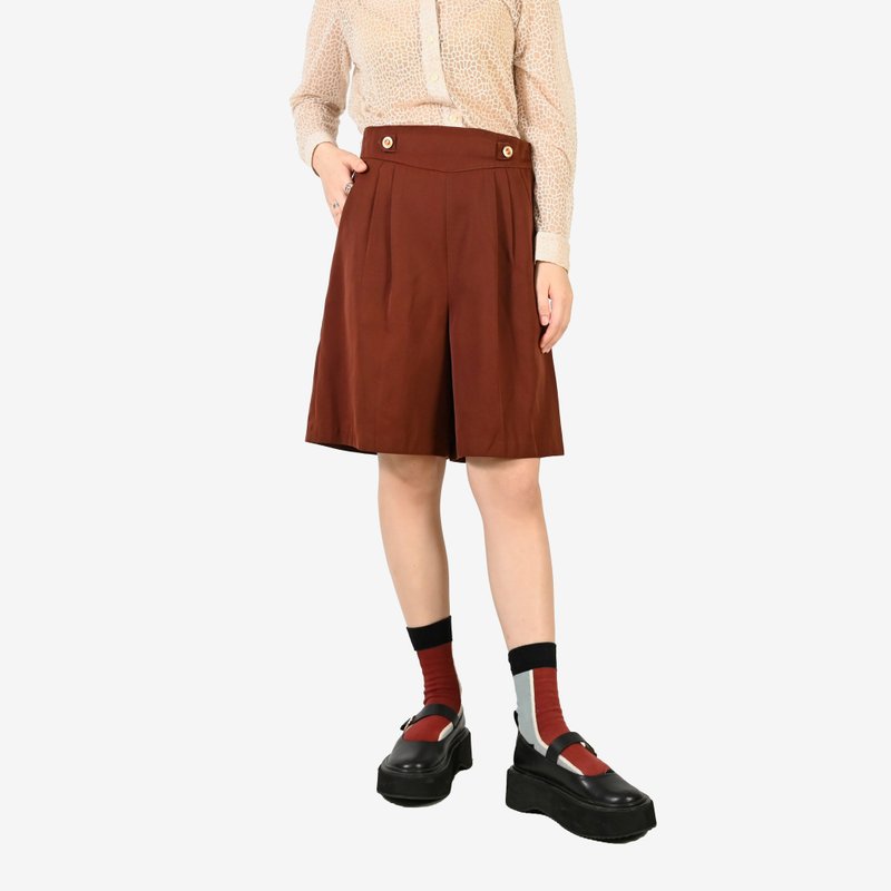【蛋植物古着】微风枫林高腰纯色古着短裤 - 女装短裤 - 其他人造纤维 