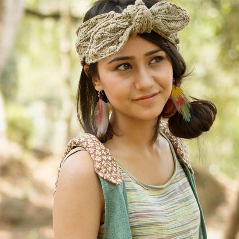 ☆ Hammock ☆ 彡 Sovacus hair ribbon - 发饰 - 棉．麻 卡其色