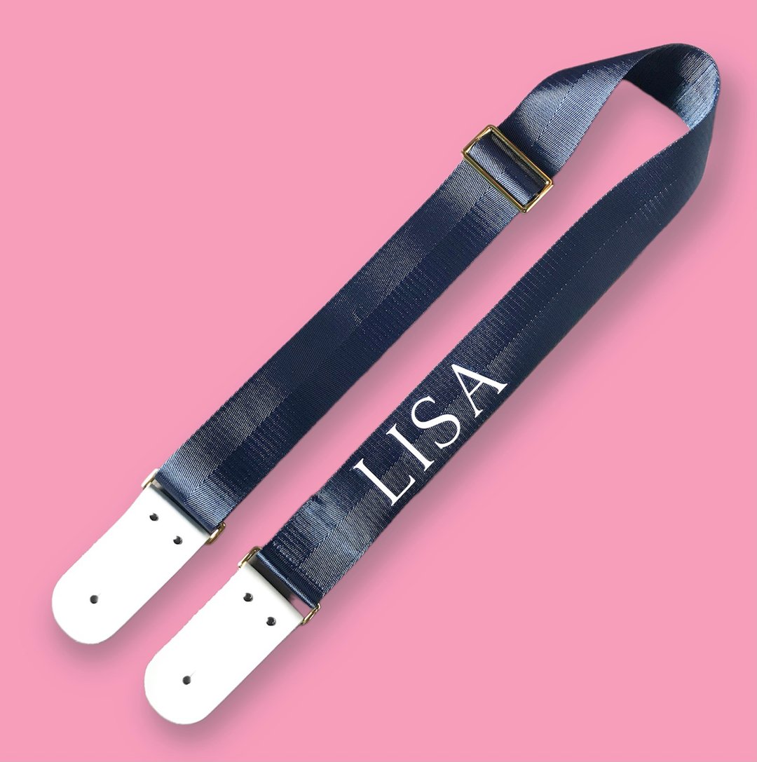 Personalized Custom Navy Guitar Strap - 吉他配件 - 尼龙 蓝色