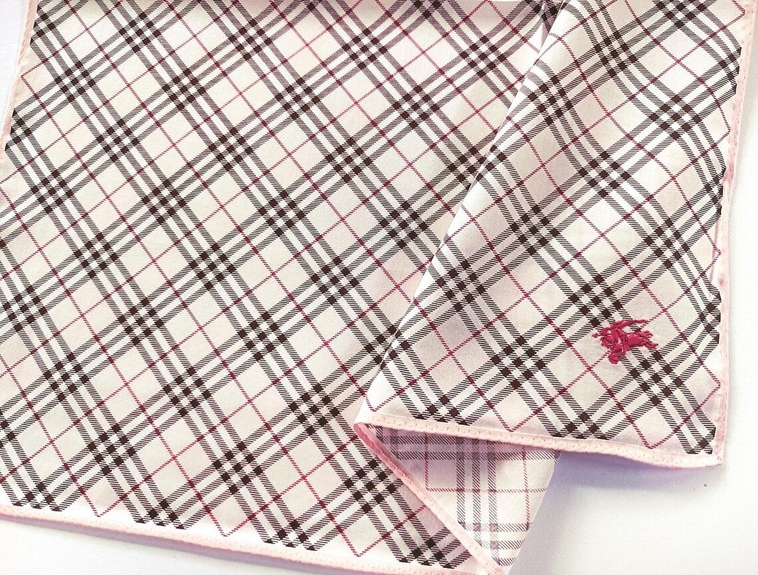 Burberry 复古手帕 粉红格纹 口袋巾 礼物 20 x 20 英寸 - 手帕/方巾 - 棉 粉红色