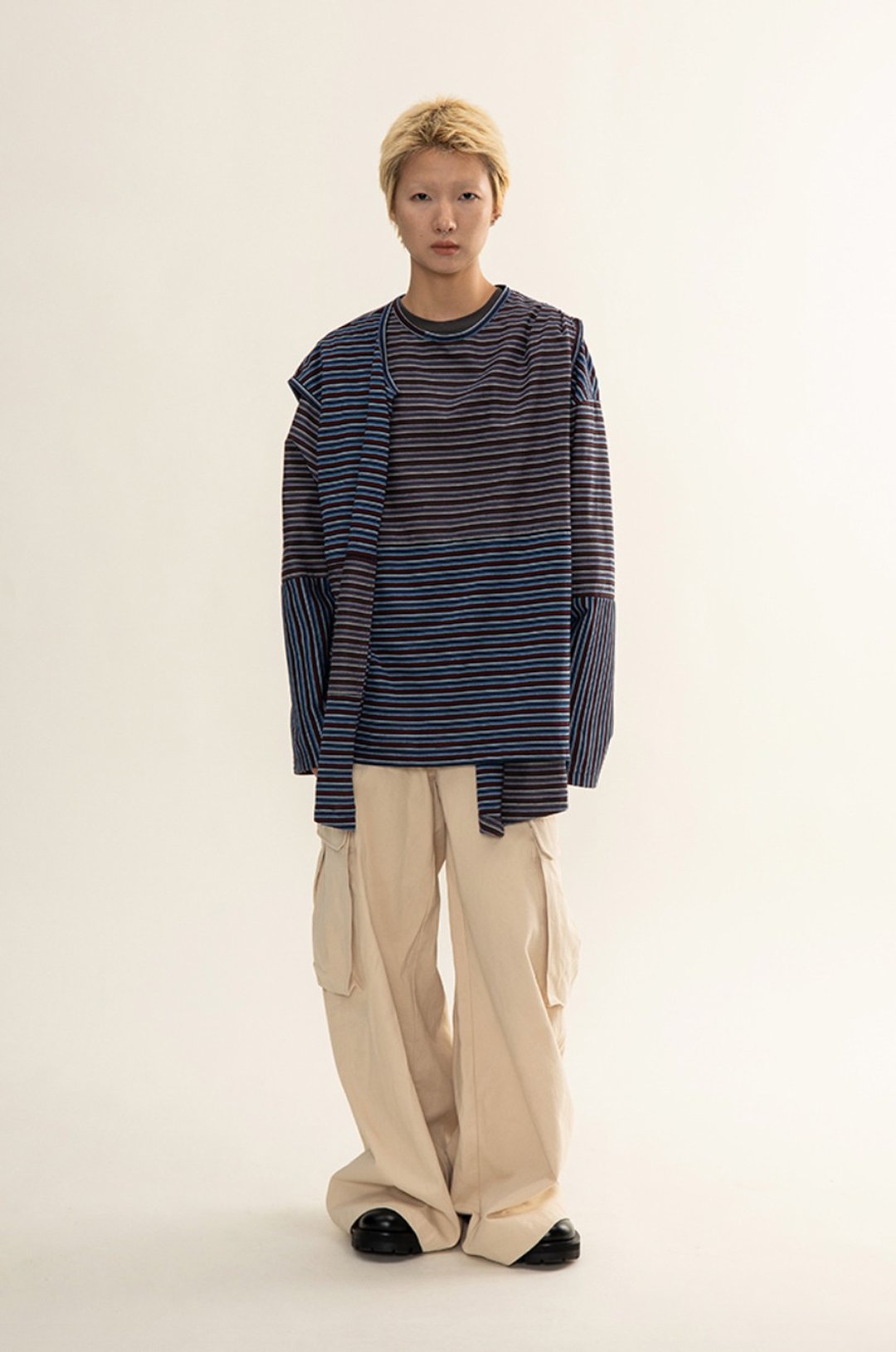 Gradation Striped T-Shirt 多层次 条纹长袖T恤 卫衣 - 中性连帽卫衣/T 恤 - 棉．麻 蓝色